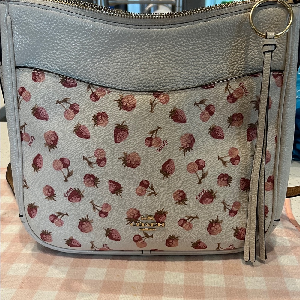 Coach Gray and Pink Floral Crossbody Bag